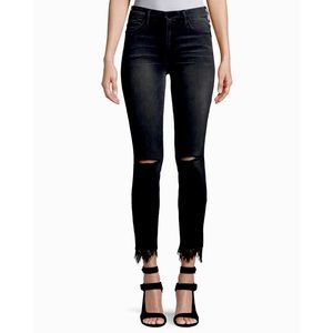 MOTHER Looker High Rise Black Denim Lace Hem Sz 26